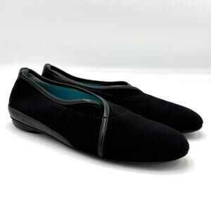 Thierry Rabotin Black Stretch Microfiber Slip-On Flats Comfort Italy 38.5 N